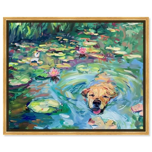 Art Remedy Lily Pad Kunstdruck auf Leinwand, rustikaler schicker Bauernhaus, goldfarbener Rahmen, 76,2 x 61 cm von Art Remedy