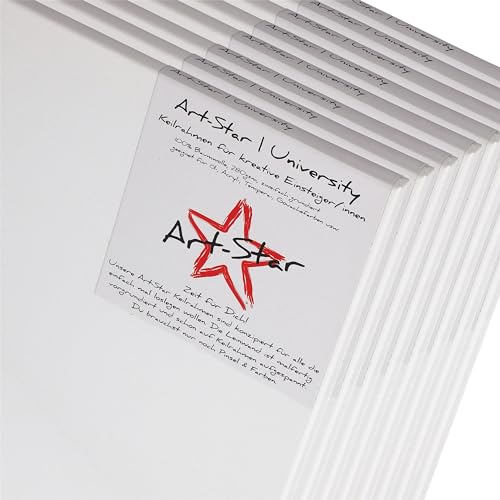 8x ART-STAR | UNIVERSITY KEILRAHMEN 80x100 cm | Leinwände auf Keilrahmen 80x100 cm | Leinwandtuch vorgrundiert, malfertige bespannte Keilrahmen mit Leinwand zum bemalen von Art-Star