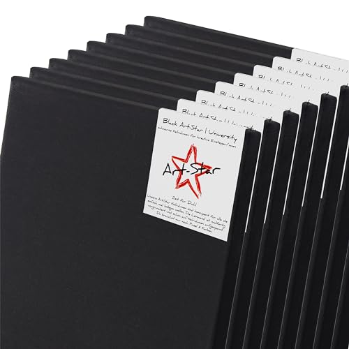 8x Art-Star | UNIVERSITY BLACK KEILRAHMEN 80x100 cm | schwarze Leinwände auf Keilrahmen 80x100 cm | Leinwandtuch vorgrundiert, malfertige bespannte rechteckige Keilrahmen mit Leinwand zum malen von Art-Star