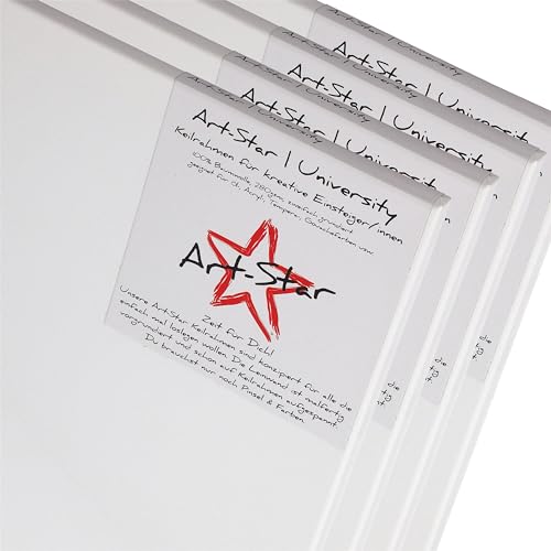 4x Art-Star | UNIVERSITY KEILRAHMEN 40x50 cm | Leinwände auf Keilrahmen 40x50 cm | Leinwandtuch vorgrundiert, malfertige bespannte rechteckige Keilrahmen mit Leinwand zum malen von Art-Star