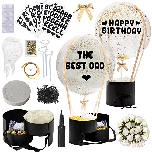 Blooming Bobo Balloon Clear Latex Bubble Balloon, 33-Piece Gift Set - Mock Flowers with 2 Levels Black Surprise Gift Box for Women/Men, Anniversary, Valentine's Day (Black) von Art with smile