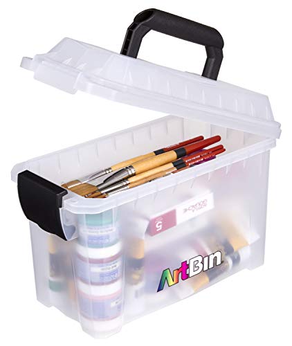 ArtBin 6815AG Mini Sidekick Tragetasche, tragbarer Kunst-und Handwerks-Organizer mit Griff, [1] Kunststoff-Aufbewahrungsbox, transparent, Legierter Stahl, farblos von ArtBin