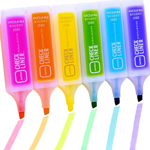 Textmarker Pastell, 6 Jumbo Marker Stifte Pastell Textmarker, Schöne Farben Textmarker set Highlighter Pen, Marker set Stifte Aesthetic School Stuff, Kleine Aufmerksamkeit für Kollegen Geschenk Schule von Artbiu