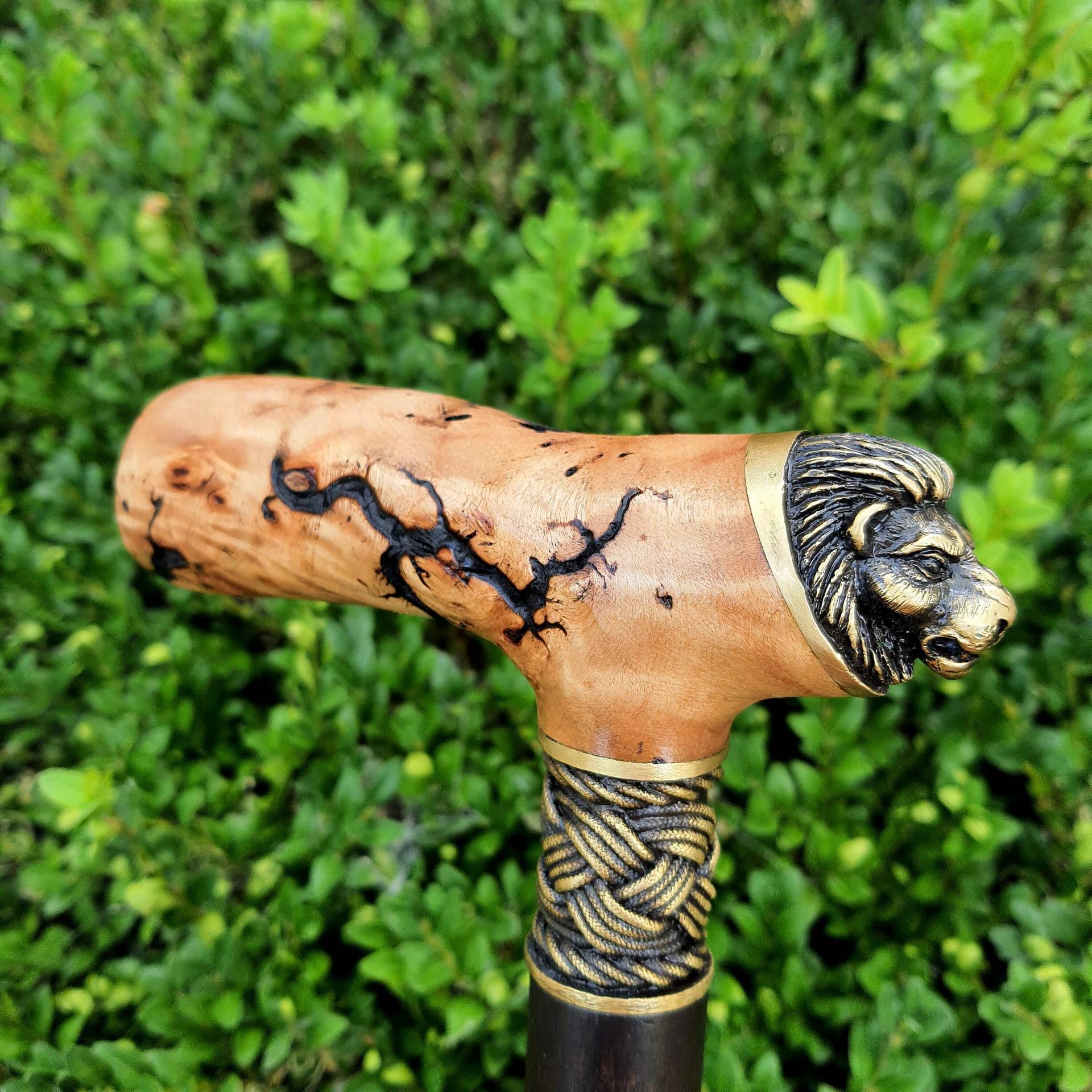 E18 # Burl Handle Cane Walking Stick Holz Handarbeit Schilf Handgeschnitzt Handmade Accessoires von Artcrafft