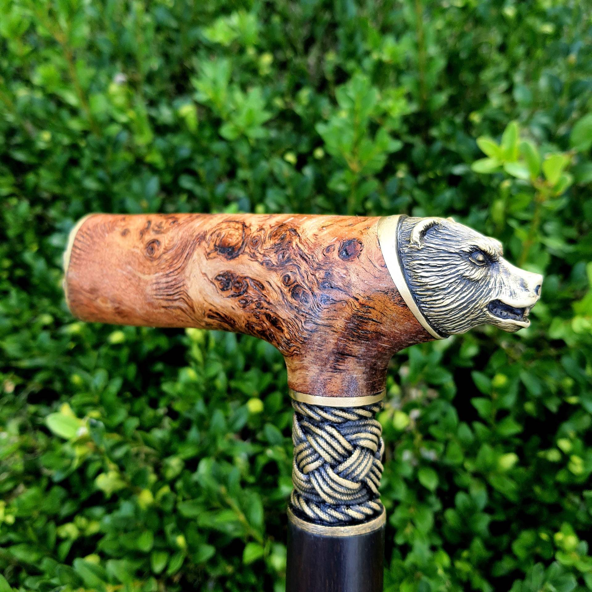 Hawk Walking Cane Gehstock Handarbeit Holz Hybrid Acryl Burl Handle E52 von Artcrafft