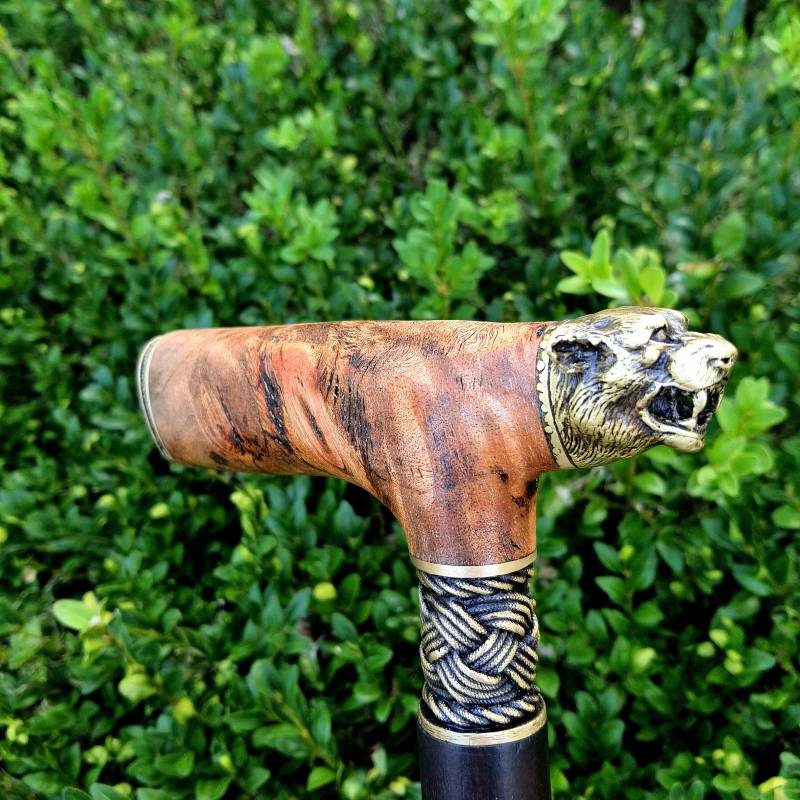 Hawk Walking Cane Gehstock Handarbeit Holz Hybrid Acryl Burl Handle E60 von Artcrafft