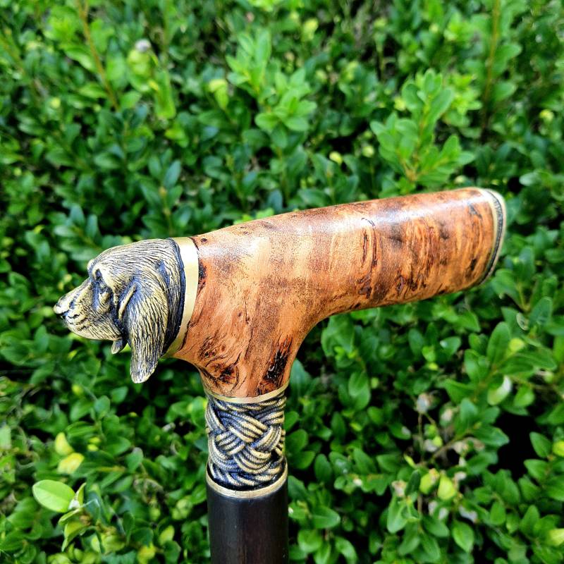 Hund Walking Cane Stock Handarbeit Holz Hybrid Acryl Burl Handle E56 von Artcrafft