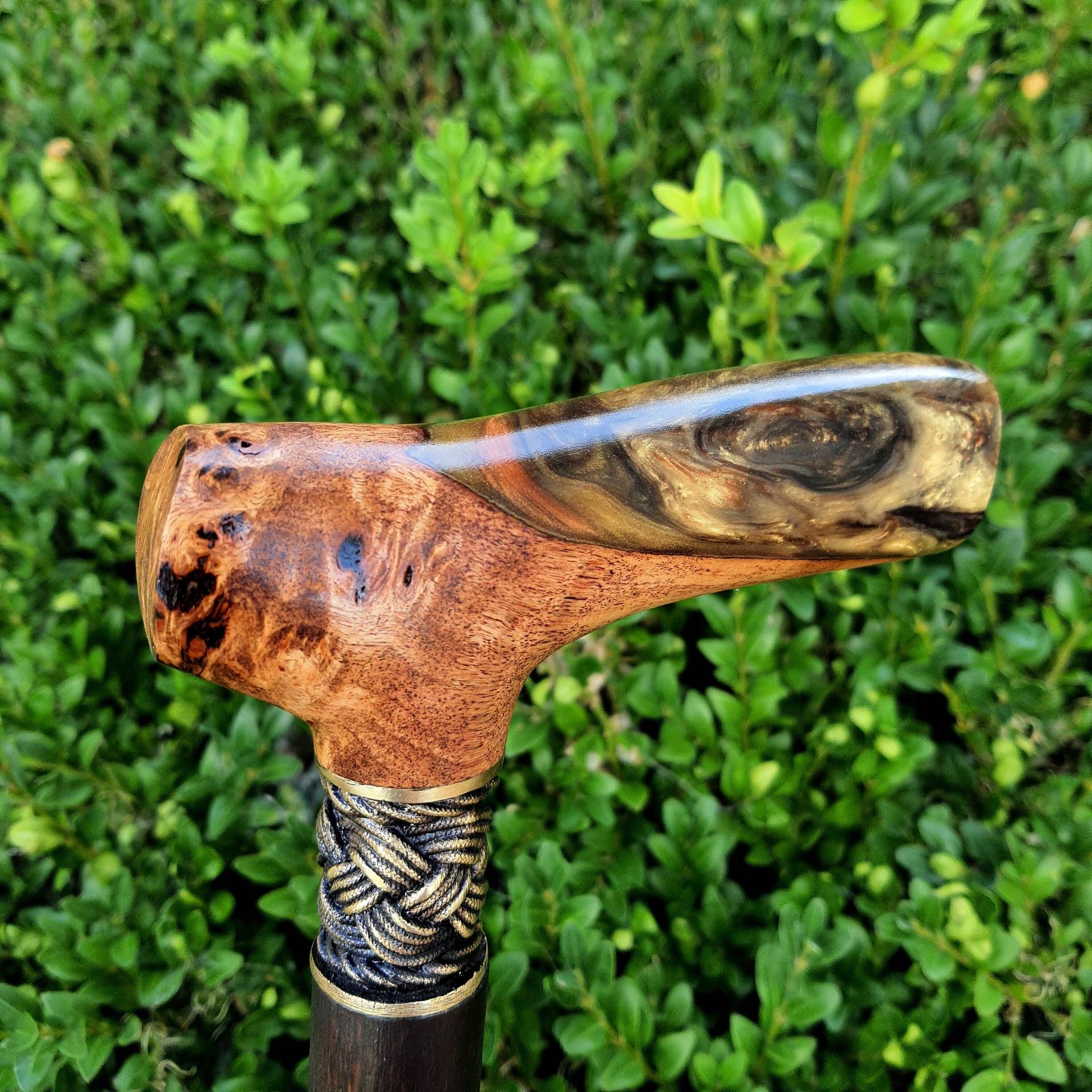 Walking Cane Stick Handarbeit Holz Hybrid Acryl Burl Handle E10 von Artcrafft