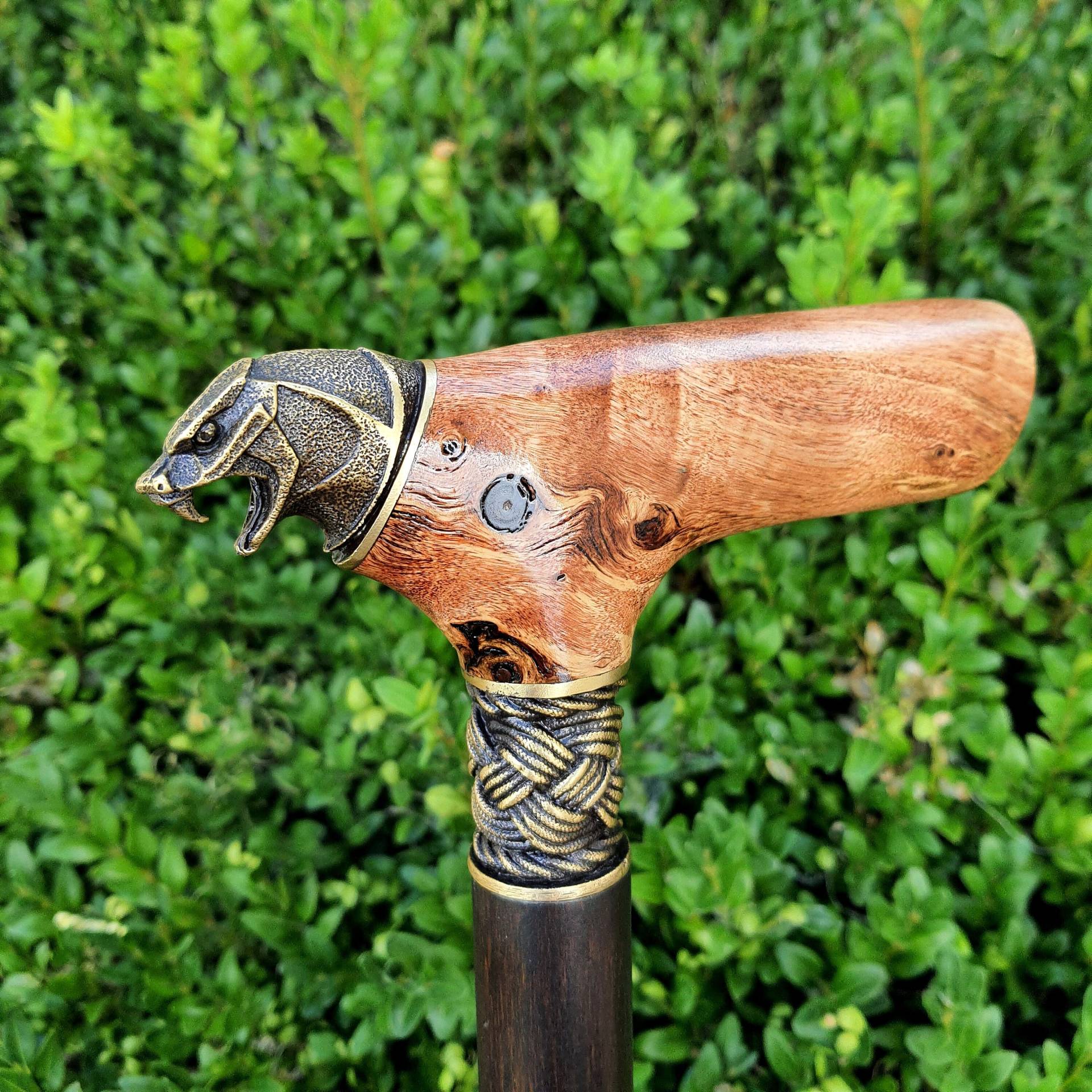 Walking Cane Stick Handarbeit Holz Hybrid Acryl Burl Handle E30 von Artcrafft