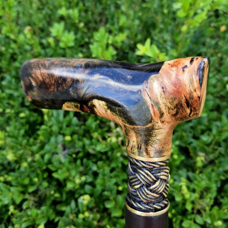 Walking Cane Stick Handarbeit Holz Hybrid Acryl Burl Handle E4 von Artcrafft