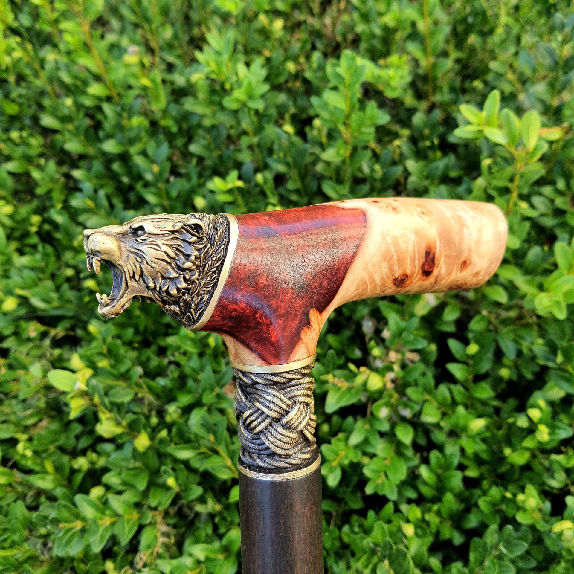 Walking Cane Stick Handarbeit Holz Hybrid Acryl Burl Handle E40 von Artcrafft