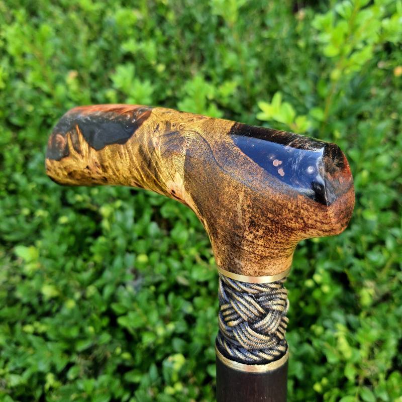 Walking Cane Stick Handarbeit Holz Hybrid Acryl Burl Handle E7 von Artcrafft