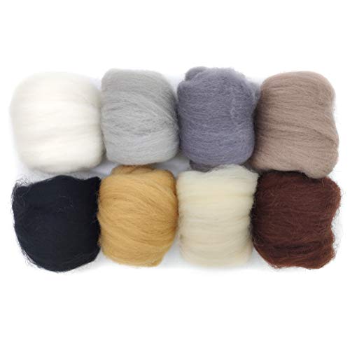 Artec360 8 Pack 10g Filzwolle Märchenwolle Roving filzen Nadelfilzen Super Soft Natural DIY Craft Total 80g (b) von Artec360