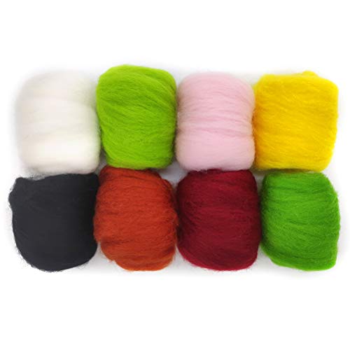 Artec360 8 Pack 10g Filzwolle Märchenwolle Roving filzen Nadelfilzen Super Soft Natural DIY Craft Total 80g (f) von Artec360