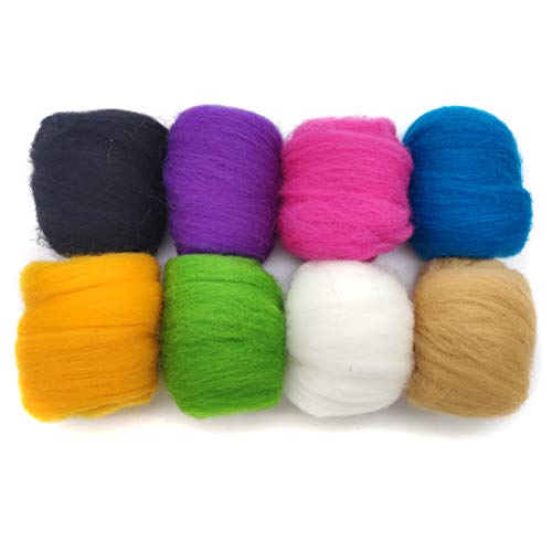 Artec360 8 Pack 10g Filzwolle Märchenwolle Roving filzen Nadelfilzen Super Soft Natural DIY Craft Total 80g (g) von Artec360