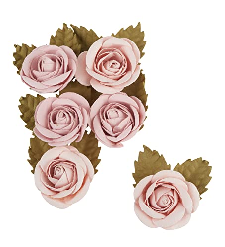 Artemio 11060586 Secret Garden Papierrose, 8,9 cm, Altrosa – 6 Stück, Rose von Artemio