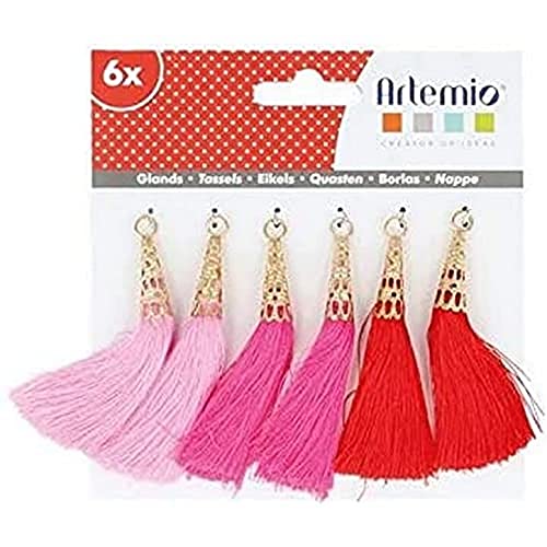 Artemio 13001034 Pompons mit Quasten, Stoff, Rosa, 12,5 x 1 x 12,5 cm von Artemio