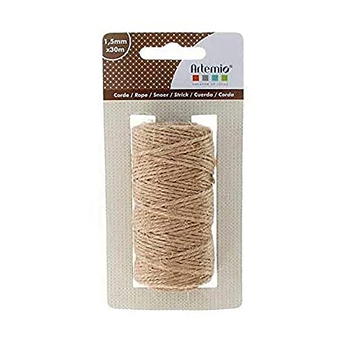 Artemio 13030101 Naturseil, Textil, Braun, 30 m x 1.5 mm, 7 x 4 x 13, 5 cm von Artemio