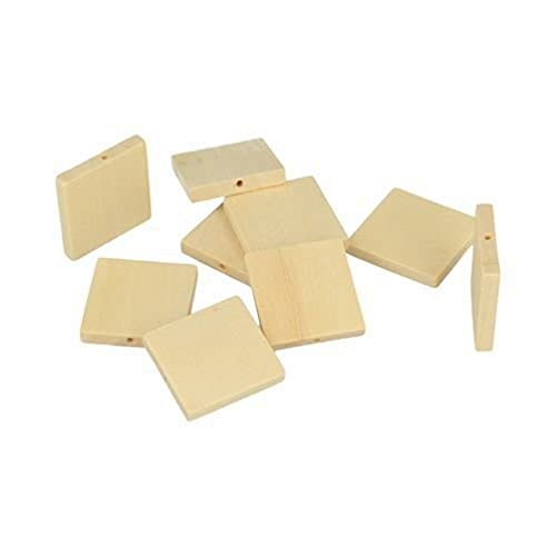 Artemio 21005022 Set mit 12 flachen Perlen, quadratisch, zum Dekorieren, Holz, gelb, 14 x 1,5 x 18 cm von Artemio