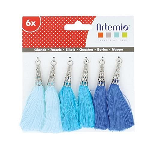 Artemio Camaieu Set 6 Pompons Tassels, Textil, Blau, 12,5 x 1 x 12,5 cm von Artemio