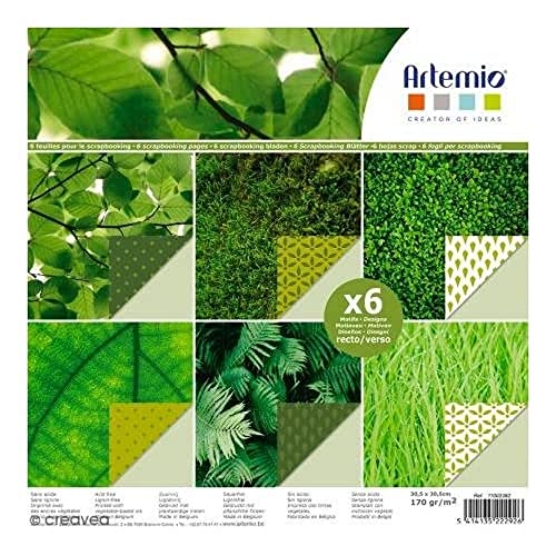 Artemio Green Leaf Scrapbooking-Papier, 12 x 30,5 cm, 6 Blatt von Artemio