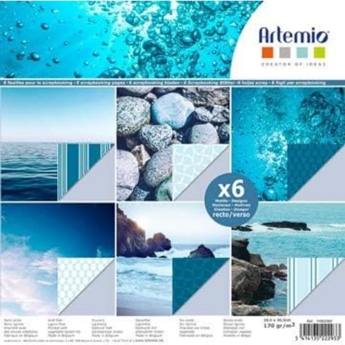 Artemio Scrapbooking-Papier, Ozeanblau, 30,5 x 30,5 cm, 6 Blatt von Artemio