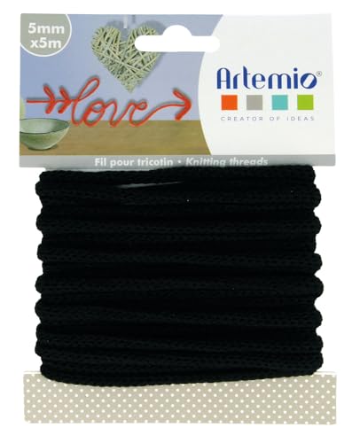 Artemio Strickgarn 5mm x 5m schwarz, 5 mm x 5 m, 5 von Artemio