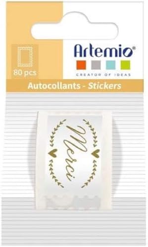 Sticker Stempel Artemio Collection On se Marie – Danke – 25 x 33 mm – 80 Stück von Artemio