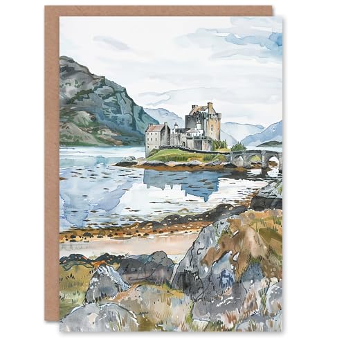 Artery8 Greeting Card Eilean Donan Castle Loch Lake Scotland Landscape Blank For Him Or Her Art Birthday Card von Artery8