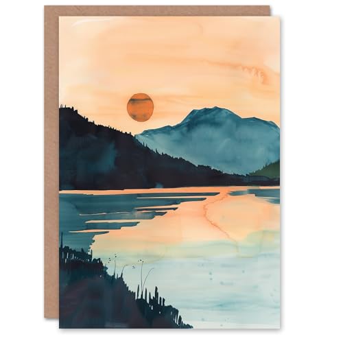 Artery8 Greeting Card Sun Rising Over Loch Shiel Lakeside Mountains Blank For Him Or Her Art Birthday Card von Artery8