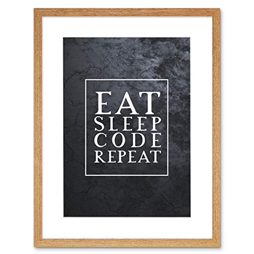 Artery8 Slate Quote Eat Sleep Code Repeat Artwork Framed Wall Art Print 12X16 Inch Zitat Wand von Artery8