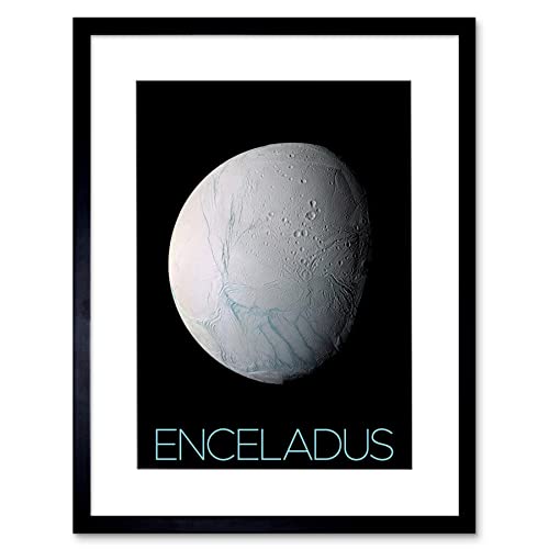 Artery8 NASA Our Solar System Enceladus Saturn's Moon Ice Oceans Artwork Framed Wall Art Print 12X16 Inch von Artery8