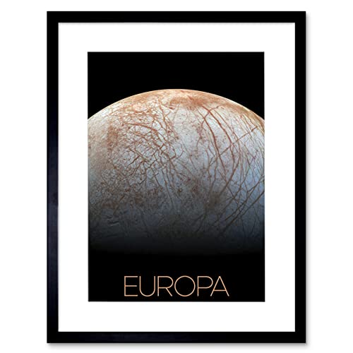 Artery8 NASA Our Solar System Europa Jupiter's Moon Ice Surface Artwork Framed Wall Art Print 12X16 Inch von Artery8