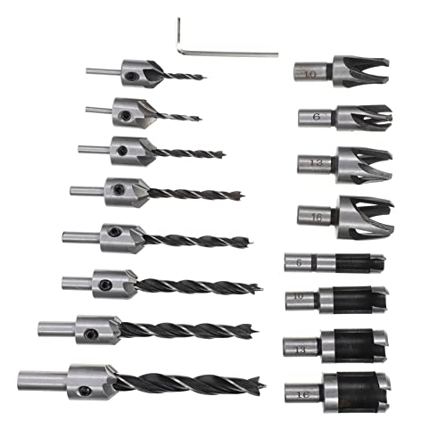 ARTIBETTER 16 Teiliges Holzbohrer Set Mit Senkbohrern Und Holzstopfen Schneidern Hochgeschwindigkeitsstahl Verschiedene Größen 8+1+ Für Präzise Holzarbeiten Und Montagearbeiten von Artibetter