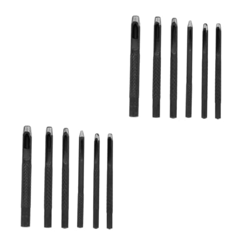 ARTIBETTER 2 Sätze Locher Umlaufend Schlagwerkzeug Bolzen Bausatz Leistung Signalpfeifen Hole Punch Lederlochstanzer Punch Set Gürtel Hohler Stempel Ösenausrüstung Stahl Black 6 Stück * 2 von Artibetter