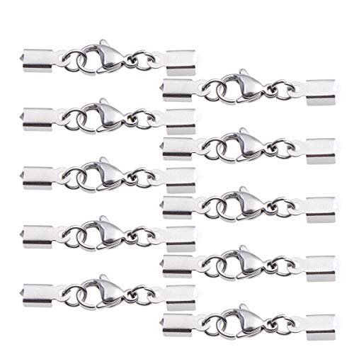 Artibetter 20 Pcs Karabinerverschluss Endkappen Schmuckverschluss Klemmbleche Klemmverschluss Crimpenden für Halsketten Armband DIY Schmuckherstellung von Artibetter