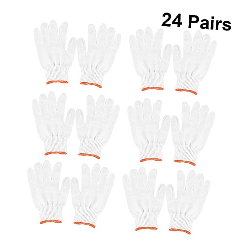 Artibetter 24 Paare Arbeitsschutzhandschuhe arbeitssicherheit work gloves arbeitshandschuhen Antirutsch-Handschuhe angeschlagen Handschuh aus Baumwollgarn rutschfeste Handschuhe Weiß von Artibetter