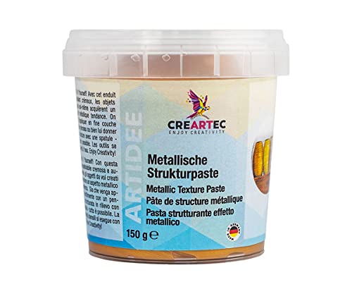 CREARTEC Metallische Strukturpaste - Hochpigmentierte, selbstklebende Spachtelmasse zum Verschönern von Objekten - dukatengold seidenmatt - Füllmenge: 150g - Made in Germany von Artidee