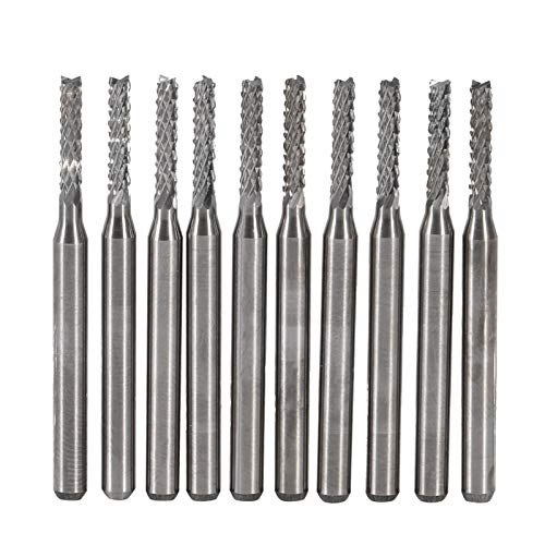 Artillery Schaftfräser,10 Stück HSS Schaftfräser CNC Drehmaschine geraden Schaft 1/8 Zoll 3.175 mm, 2 mm Spiralfräser Schneide Schaftfräsersatz Drill End Mill Fräser Bit für SMT/CNC/PCB Gravur von Artillery