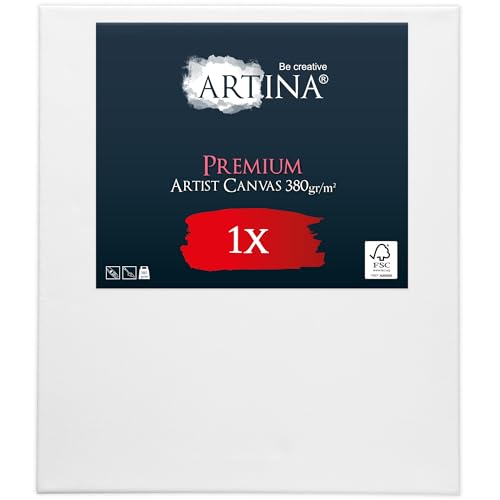 Keilrahmen Leinwand zum Bemalen 50x70 cm – Artina Premium FSC® Leinwand Keilrahmen Leinwände für Acrylfarben Canvas 100% Baumwolle – bespannte Keilrahmen Set Leinwände zum malen Leinwand Weiß von Artina