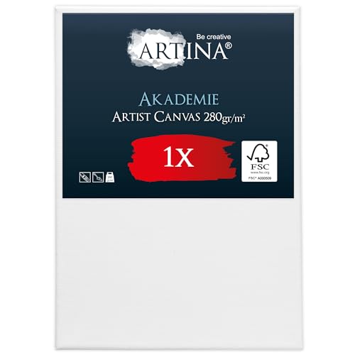 Keilrahmen Leinwand zum Bemalen 100x140 cm – Artina FSC® Leinwand Keilrahmen Leinwände für Acrylfarben Canvas 100% Baumwolle – bespannte Keilrahmen Set Leinwände zum malen Acryl Leinwand Rahmen Weiß von Artina