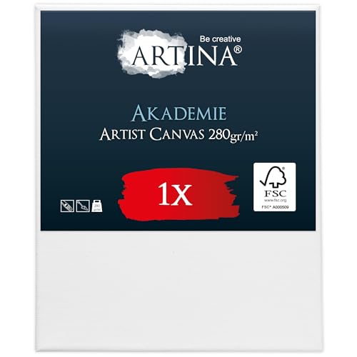 Keilrahmen Leinwand zum Bemalen 50x60 cm – Artina FSC® Leinwand Keilrahmen Leinwände für Acrylfarben Canvas 100% Baumwolle – bespannte Keilrahmen Set Leinwände zum malen Acryl Leinwand Rahmen Weiß von Artina