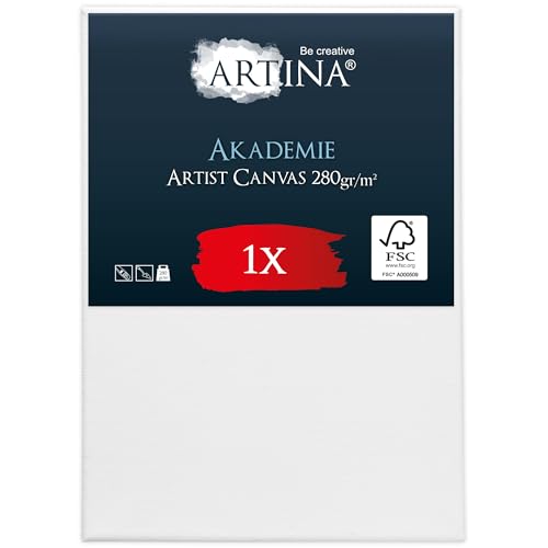 Keilrahmen Leinwand zum Bemalen 90x130 cm – Artina FSC® Leinwand Keilrahmen Leinwände für Acrylfarben Canvas 100% Baumwolle – bespannte Keilrahmen Set Leinwände zum malen Acryl Leinwand Rahmen Weiß von Artina