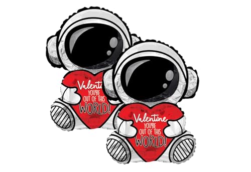 2 Stück Valentine You're Out of This World Astronaut Folienballons 91,4 cm von Artisan Owl