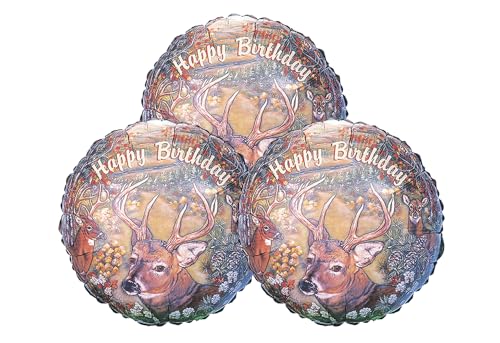 3 Stück Happy Birthday Hirsch Jagd Party Dekoration 43,2 cm Luftballons von Artisan Owl