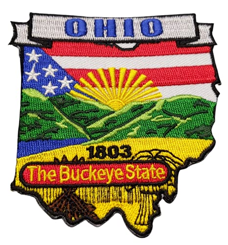 Ohio State Shaped Map bestickter Aufnäher, mit Bügelkleber von Artisan Owl