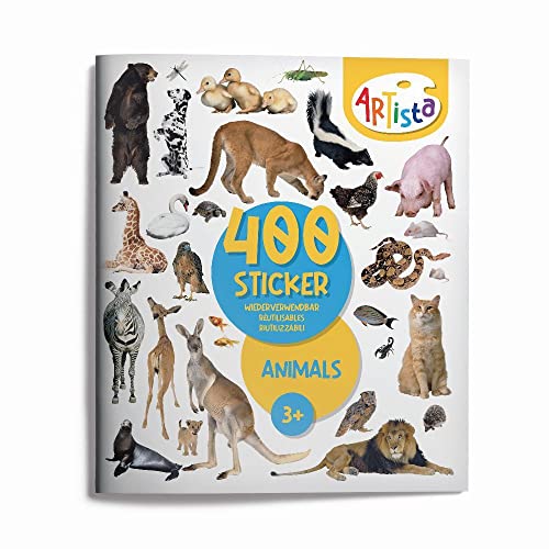 Artista 9315128 Stickerbuch Tiere, 400 naturgetreue Sticker, wiederverwendbar, für Erwachsene und Kinder ab 3 Jahren von Artista