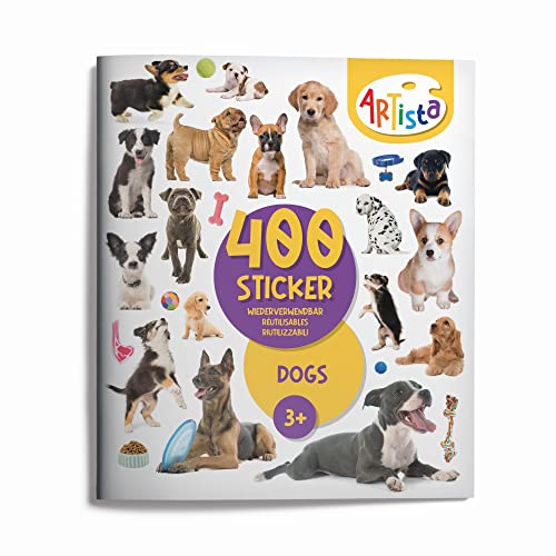 Artista 9315129 Stickerbuch Hunde, 400 naturgetreue Sticker, wiederverwendbar, für Erwachsene und Kinder ab 3 Jahren von Artista