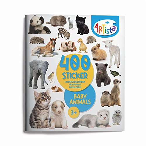 Artista 9315133 Stickerbuch Tierbabys, 400 naturgetreue Sticker, wiederverwendbar, für Erwachsene und Kinder ab 3 Jahre von Artista