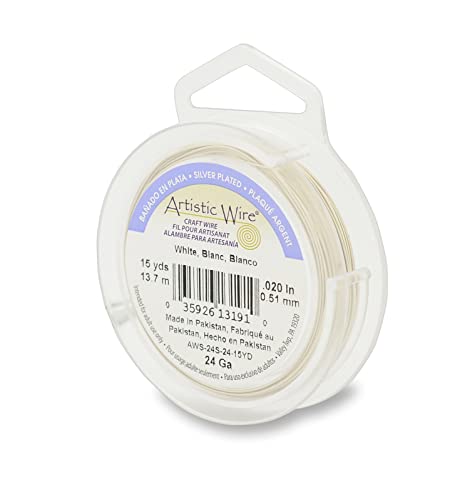 Artistic Wire, 24 Gauge Craft Wire, White Color, 15 yd (13.7 m) Basteldraht, weiß von Artistic Wire